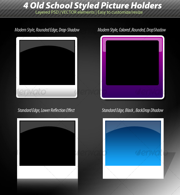 Polaroid-Style Picture Holders - 4 designs - Miscellaneous Web Elements