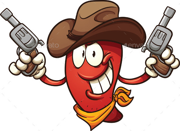 Cowboy Chili Pepper - Characters Vectors