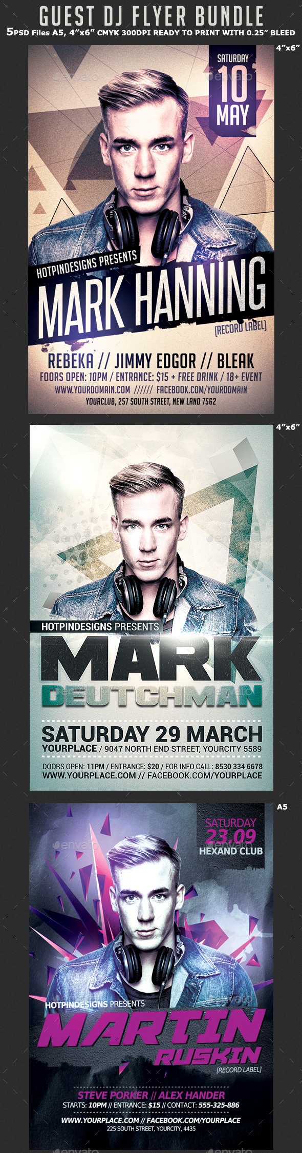 Guest Dj Party Flyer Bundle 3in1 - Clubs & Parties Events