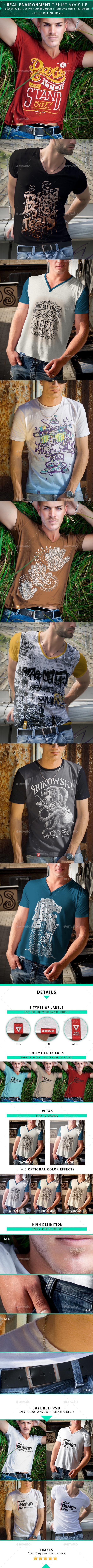 4 Real Environment Man T-shirt Mock-up - T-shirts Apparel