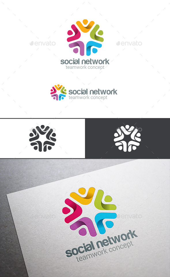 Social Team Work Web Media Logo - Abstract Logo Templates