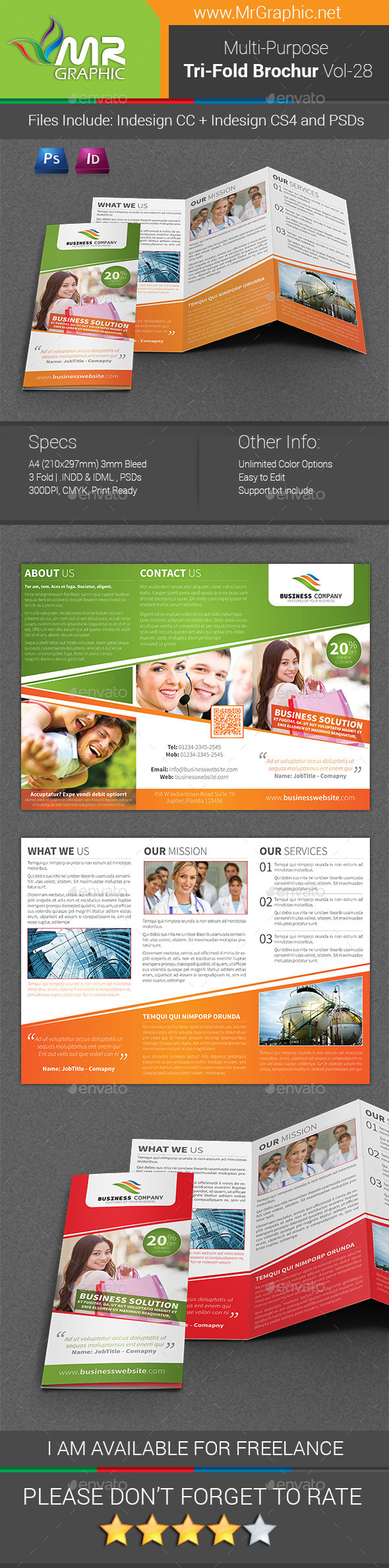 Multipurpose Business Tri-Fold Brochure Vol-28 - Corporate Brochures