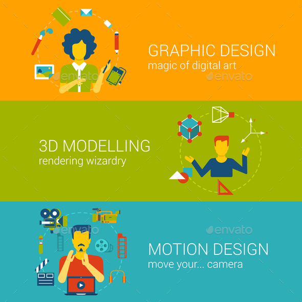 Design Process Professions Concept Flat Set Vector Infographics - People Characters