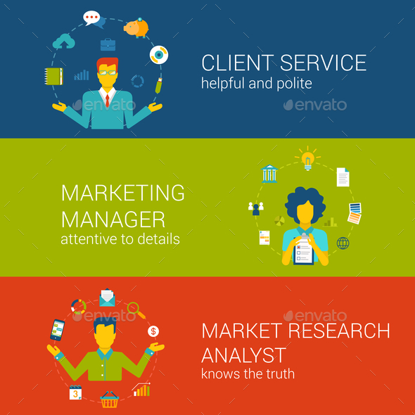 Marketing CRM Concept Flat Web Template Set Vector Infographics - Concepts Business