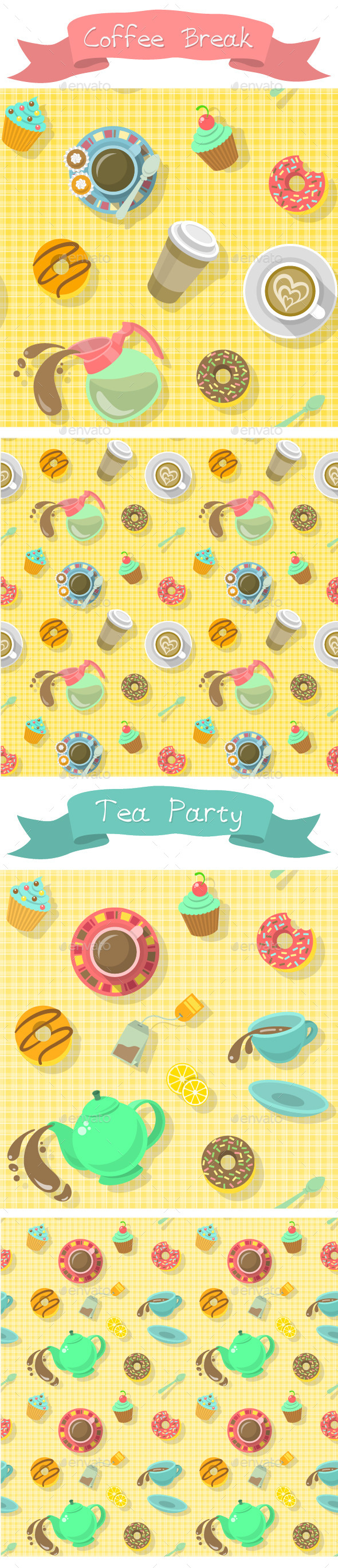 Coffee Break and Tea Party Patterns - Patterns Decorative