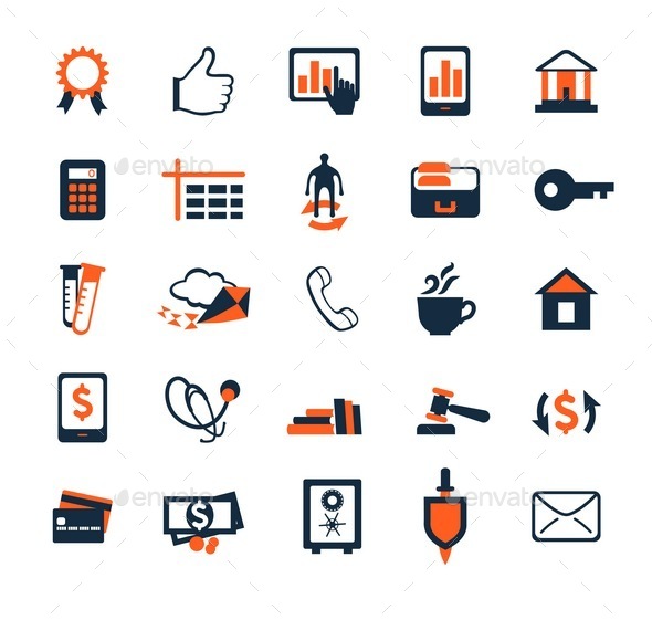 Business Icon Set. Finance, Marketing, E-commerce. - Business Icons