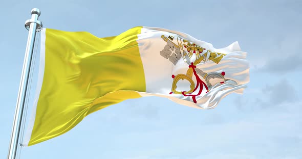 Vatican City Holy See  Flag Waving  Loop  4K  alt
