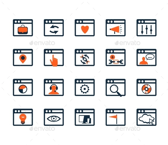 Icon Set. Web Development and SEO. Flat Design - Business Icons
