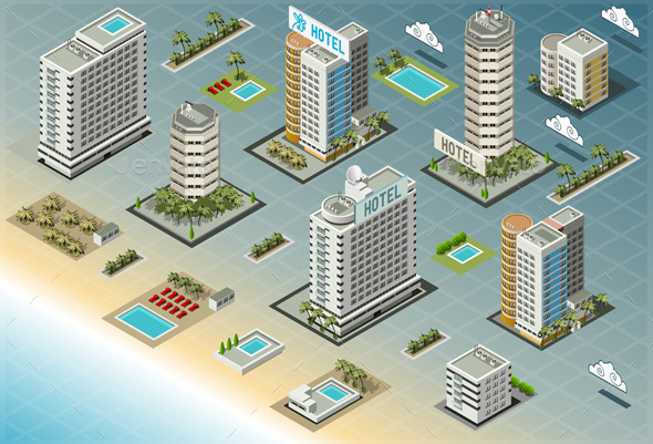 Isometric Seaside Buildings - Buildings Objects