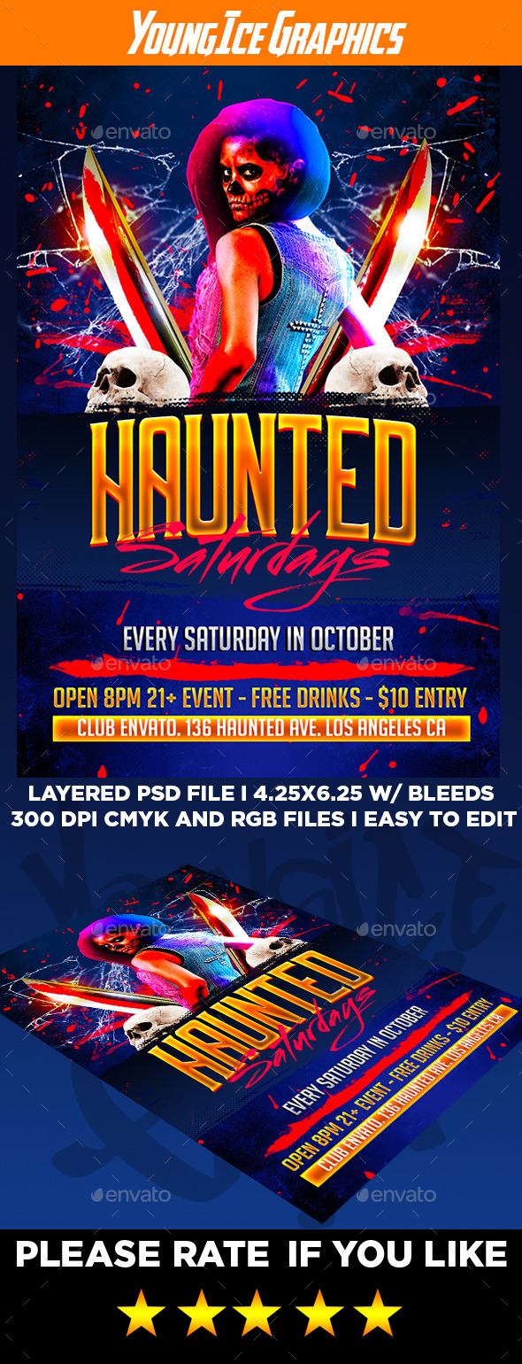 Haunted Saturdays Flyer Template - Clubs & Parties Events