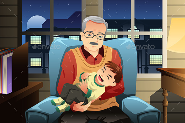 Grandfather holding his Grandson - People Characters