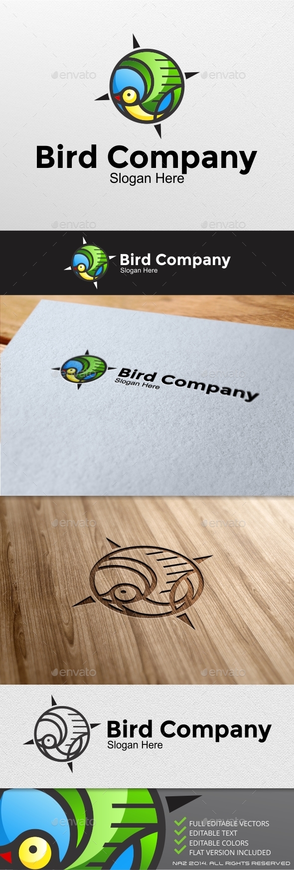 Bird Compass Logo - Animals Logo Templates