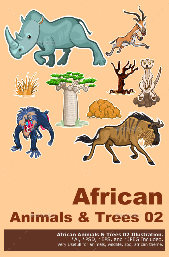 Africa Animals & Trees Collection Set 02 - Animals Characters