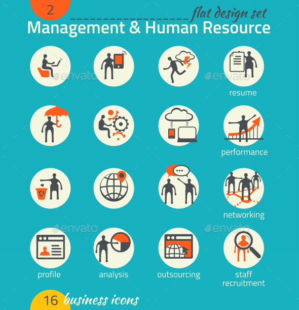 Business Icon Set. Management, Human Resource - Business Icons