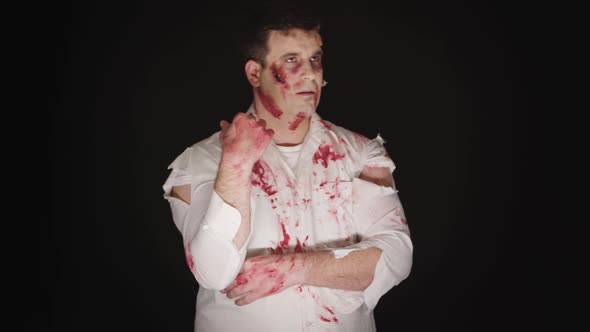 Young Man with Blood on His Face alt