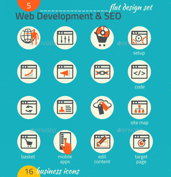 Business Icon Set. Software and Web Development - Business Icons