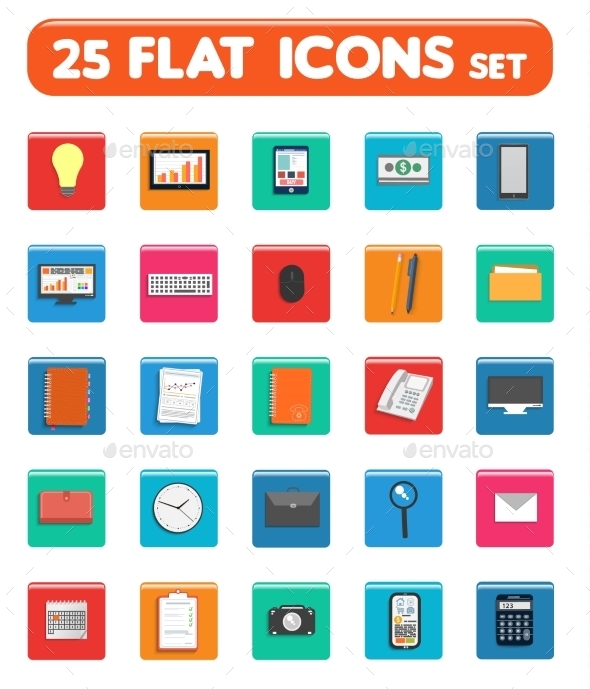 Set of Office and Business Work Elements - Technology Conceptual