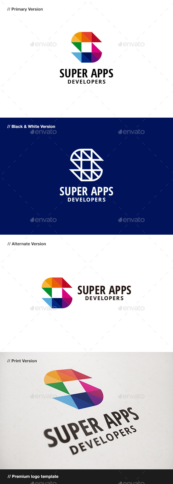 Super Apps - Abstract & Letter S Logo - Abstract Logo Templates