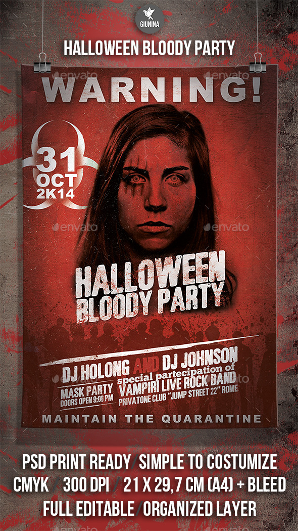 Halloween Bloody Party Flyer/Poster - Events Flyers
