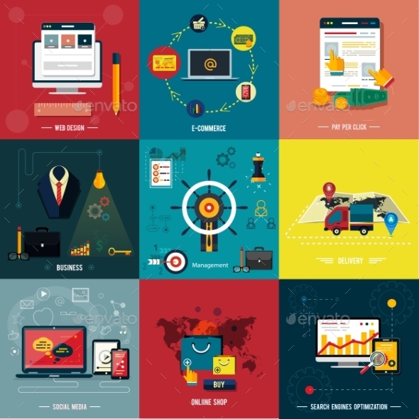 Icons for Web Design, Seo, Social Media - Web Technology