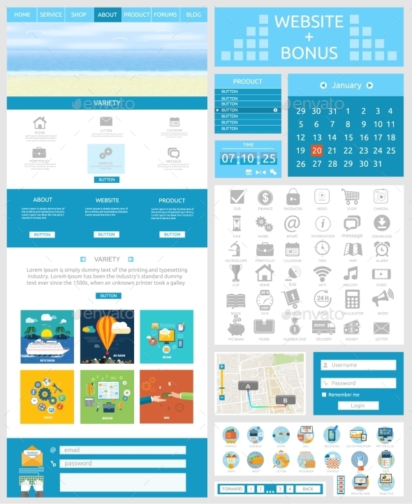 Website Page Template - Web Elements Vectors