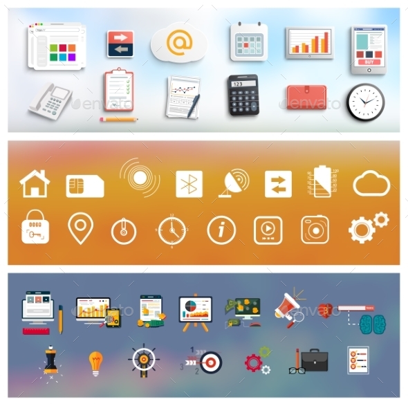 Set of Office and Business Work Elements - Technology Conceptual