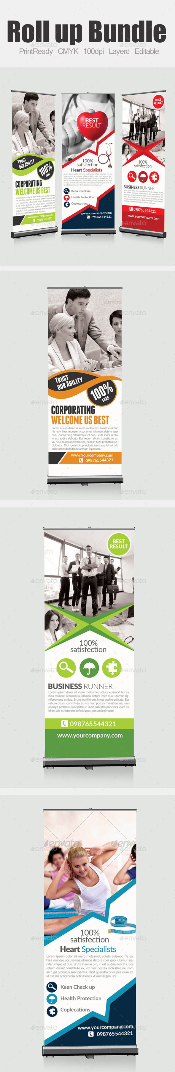 Multi Use Roll up Banners Bundle - Signage Print Templates