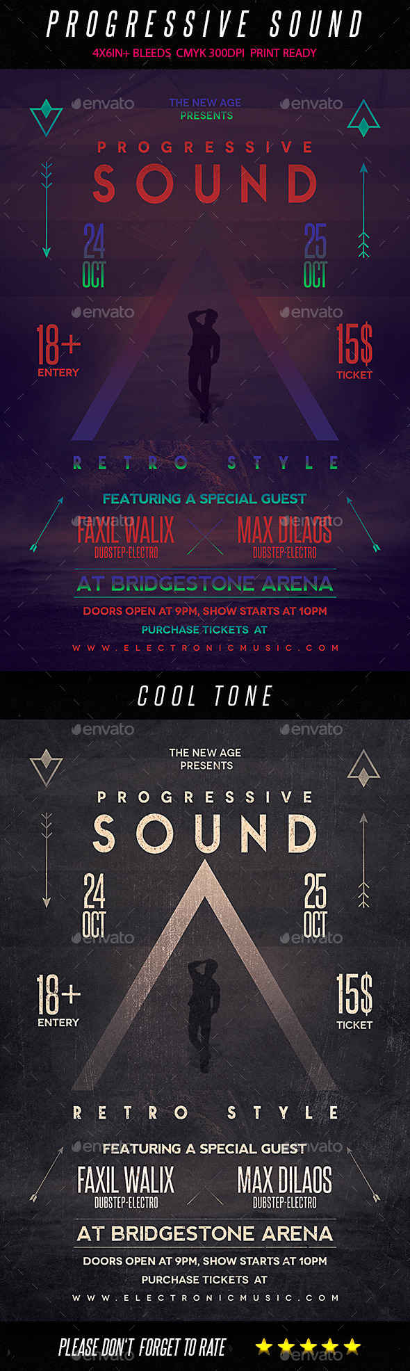 Progressive Sound Retro Style Flyer - Clubs & Parties Events