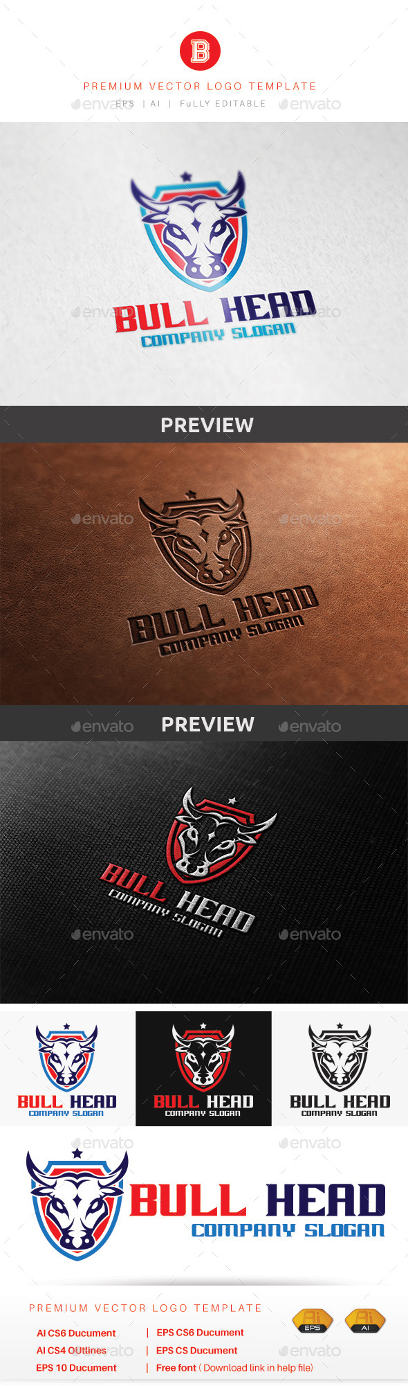 Bull Head - Animals Logo Templates