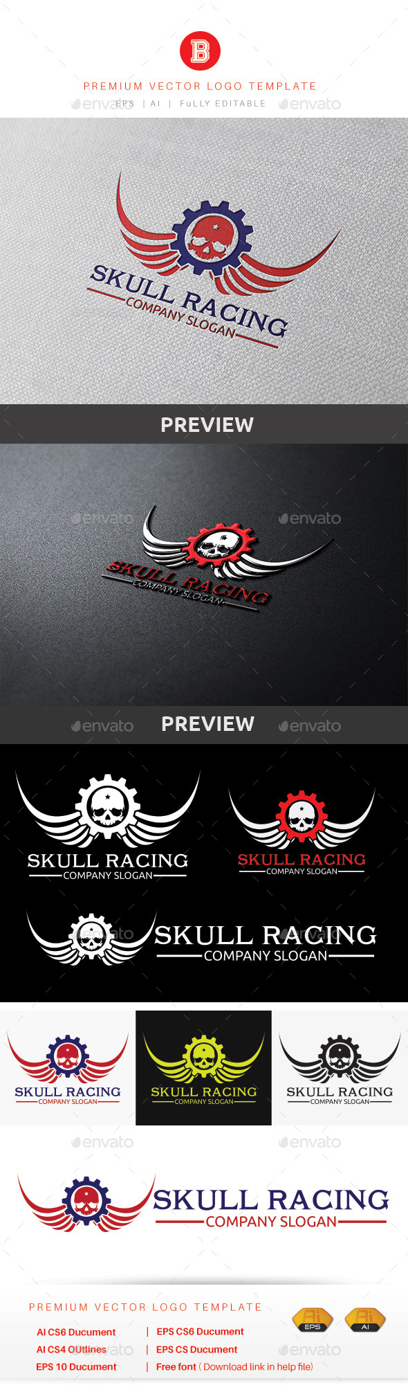 Skull Racing - Humans Logo Templates