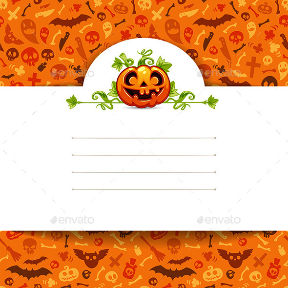 White Paper Sheet with Pumpkin on Halloween Background - Halloween Seasons/Holidays