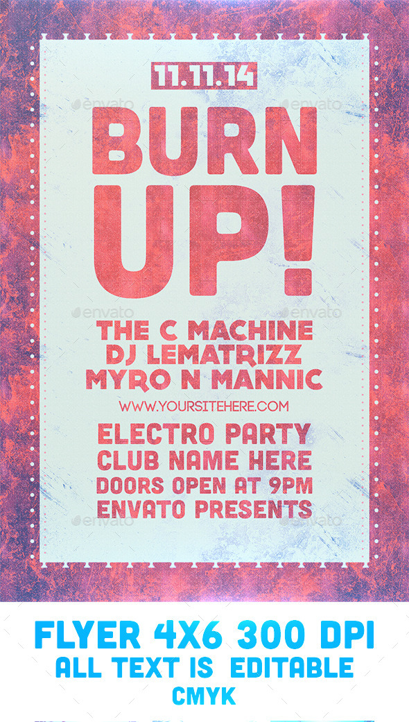 Burn Up Flyer Template - Clubs & Parties Events