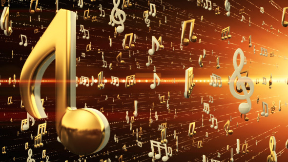 Golden Musical Notes Background by HK graphic VideoHive