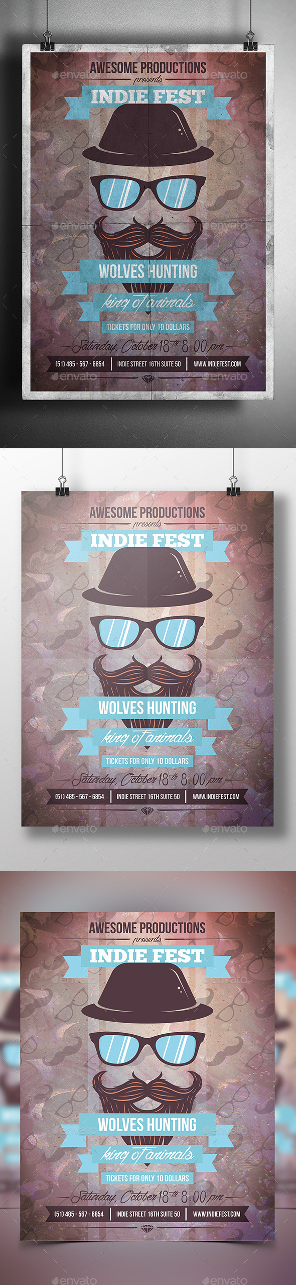 Hipster Party Flyer Poster - Clubs & Parties Events