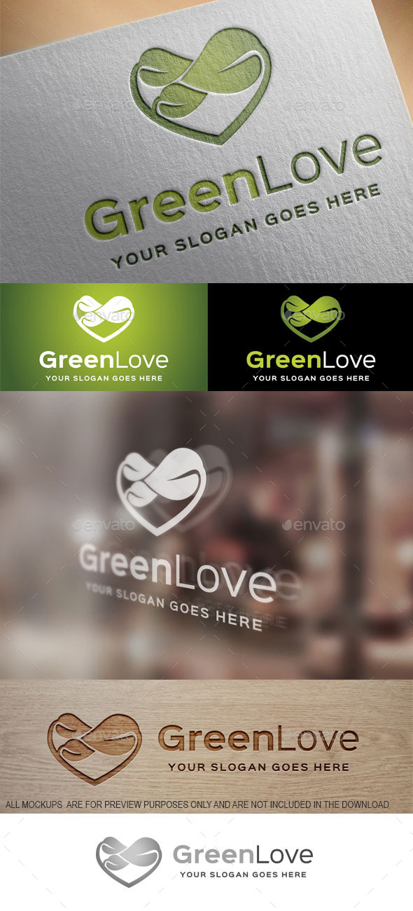 Green Love Logo Template - Nature Logo Templates
