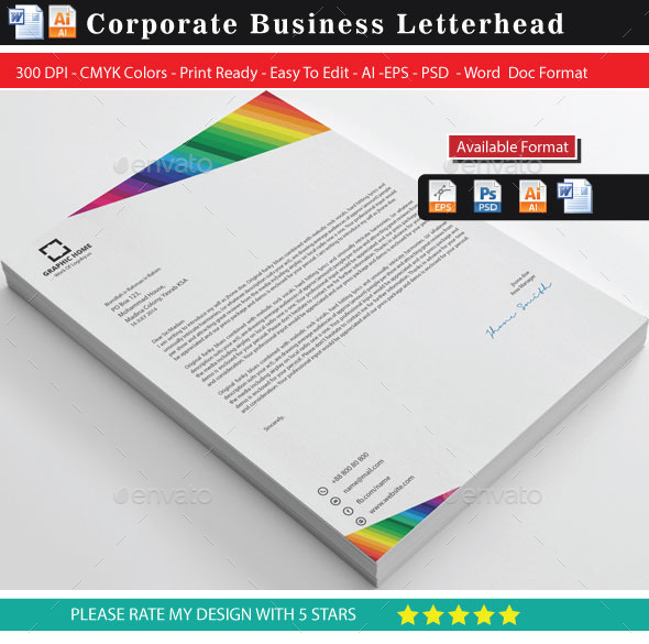 Rainbow Colour Letterhead - Stationery Print Templates