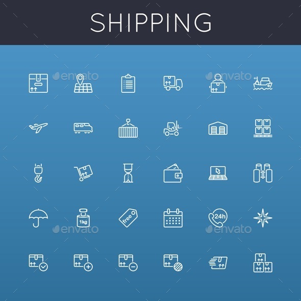 Vector Shipping Line Icons - Business Icons