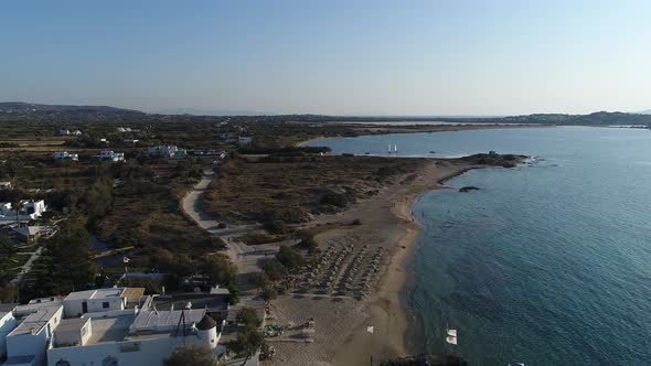 Village of Chora on the island of Naxos in the Cyclades in Greece aerial view alt