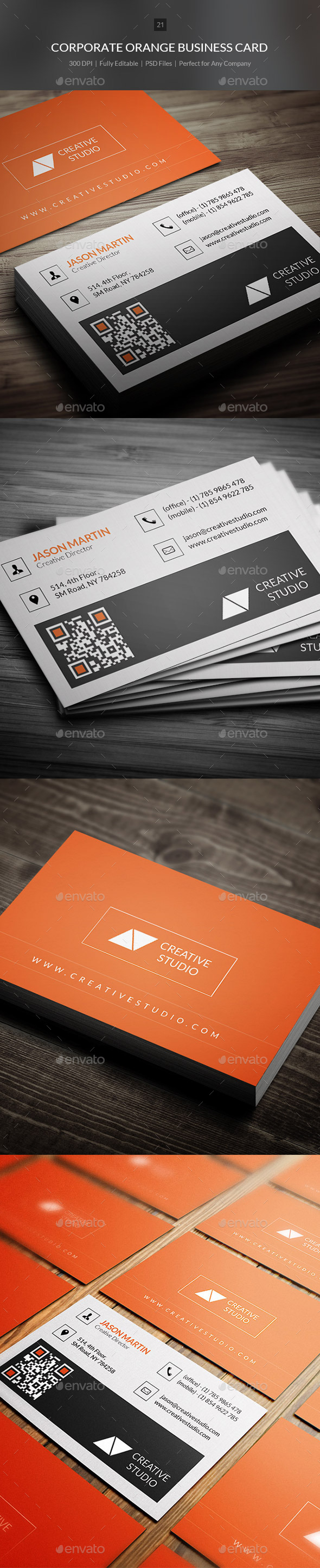 Corporate Orange Business Card - 21 - Corporate Business Cards