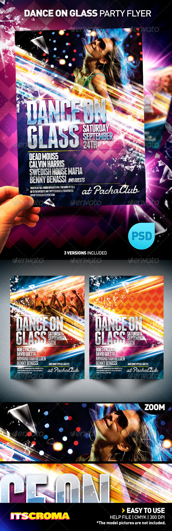 NightClub Party Flyer Template | Dance on Glass - Clubs & Parties Events
