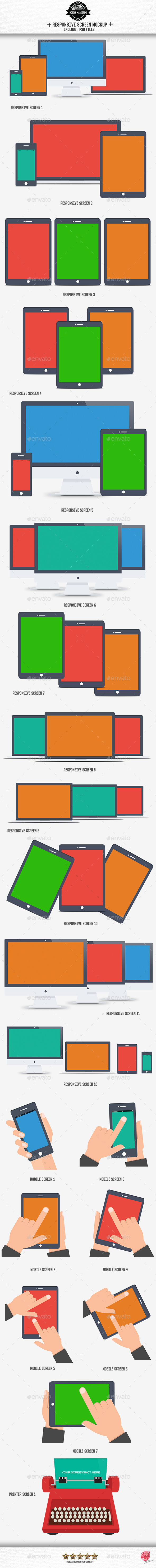 Flat Responsive Screen Mockup