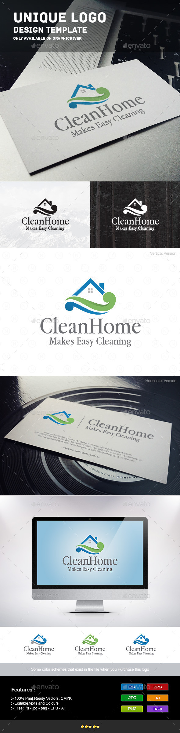 Home Cleaning - Buildings Logo Templates
