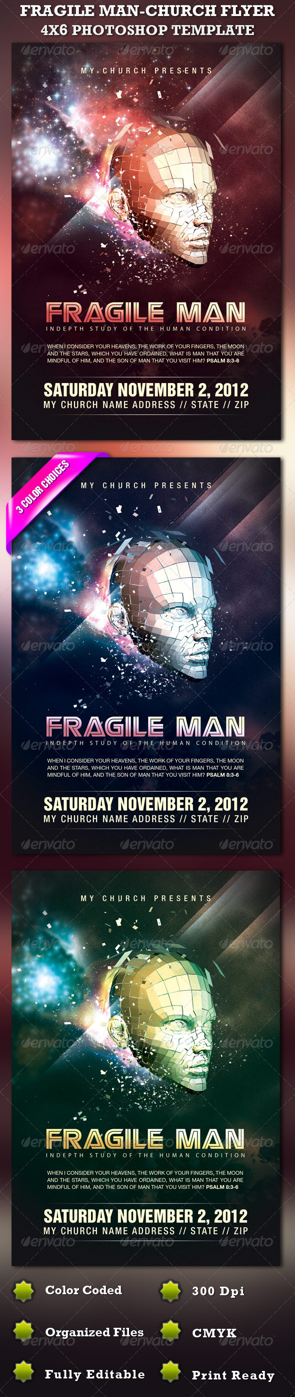 Fragile Man-Church Flyer Template - Church Flyers