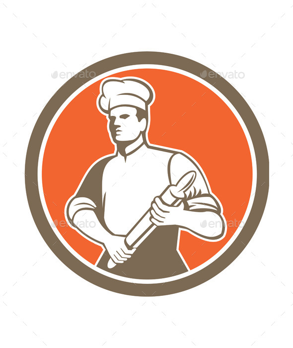 Chef with Rolling Pin Circle - People Characters