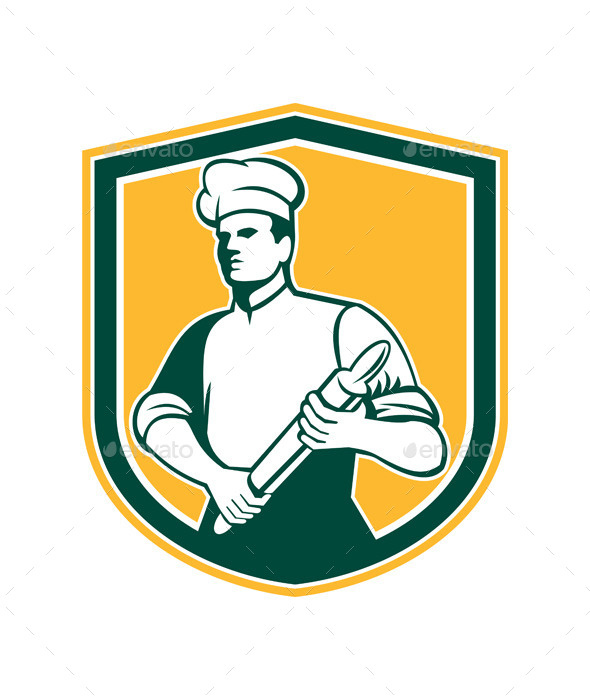 Chef with Rolling Pin Shield - People Characters