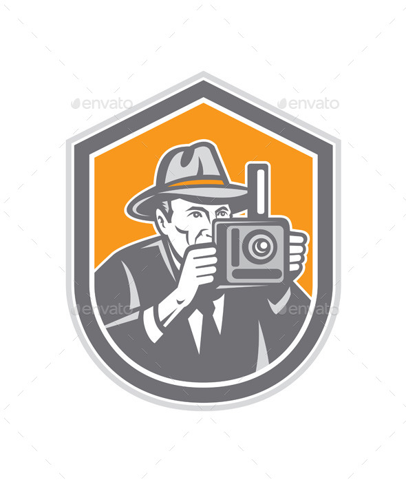 Photographer Vintage Camera Retro Shield - People Characters