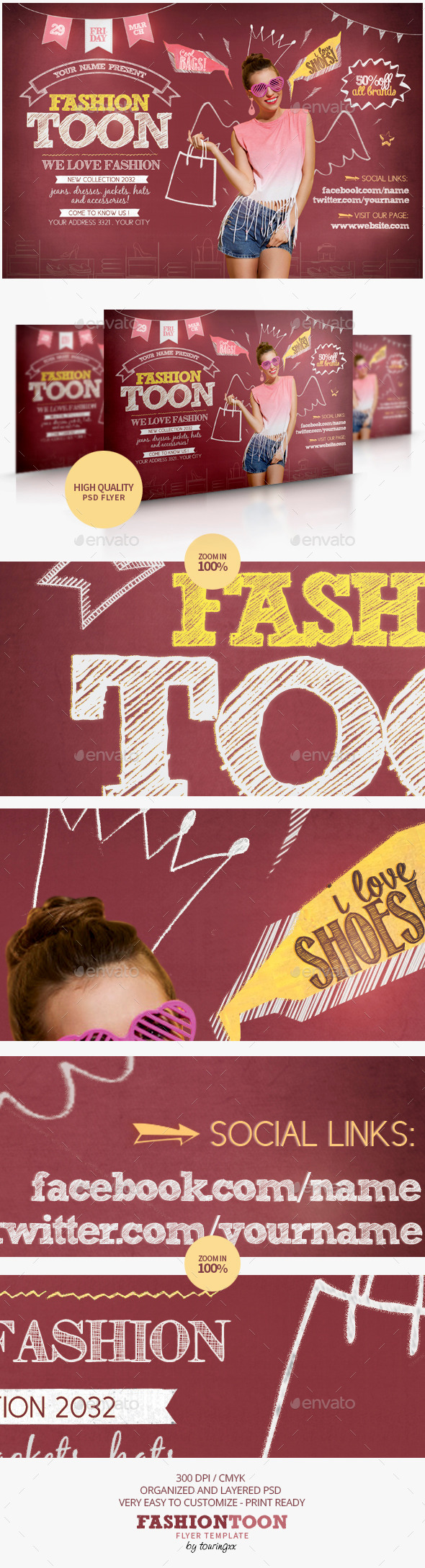 Fashion Toon Flyer Template - Flyers Print Templates