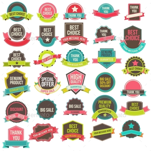 Collection Labels and Ribbons - Decorative Vectors