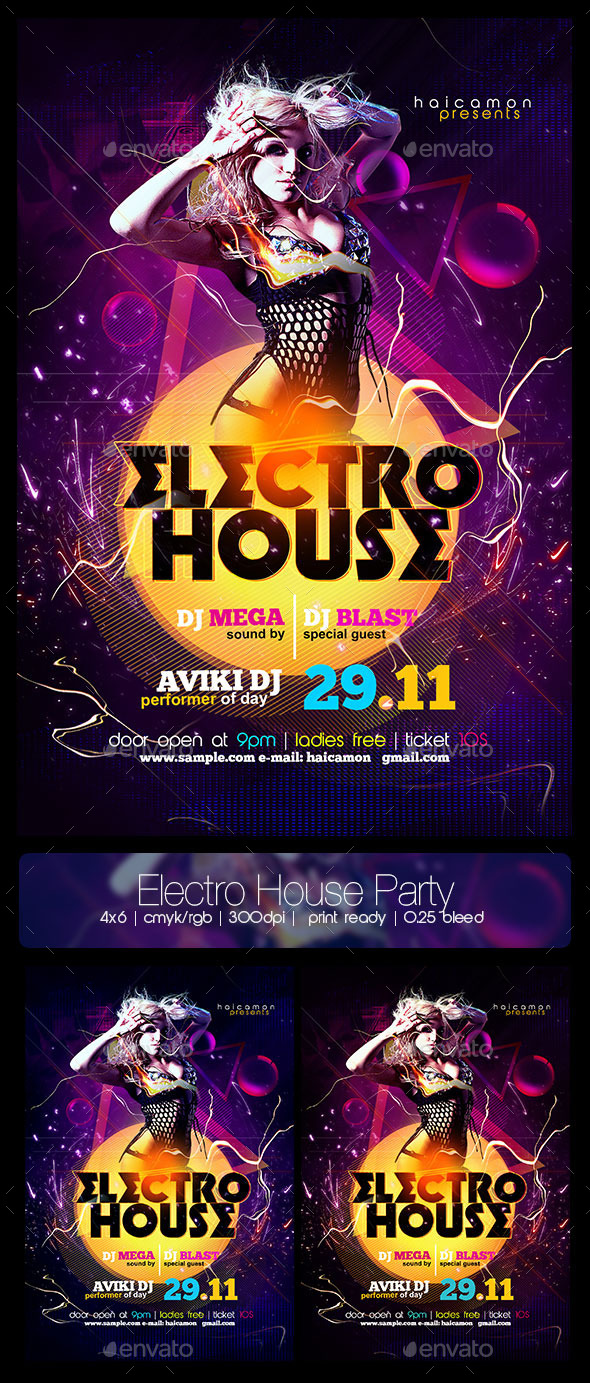 Electro House Party Flyer - Flyers Print Templates