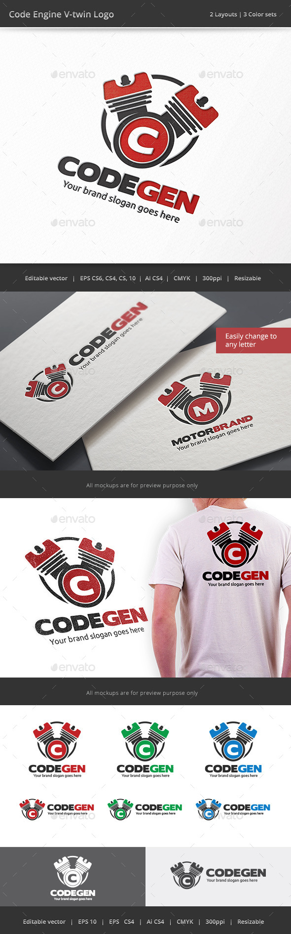 Code Engine V-twin Logo - Objects Logo Templates